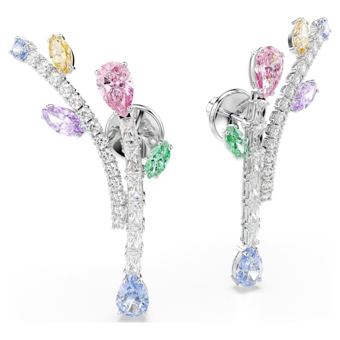 Cercei lungi Ariana Grande X Swarovski cu tăieturi mixte, multicolori, placati cu rodiu Cercei lungi Ariana Grande X Swarovski cu tăieturi mixte, multicolori, placati cu rodiu