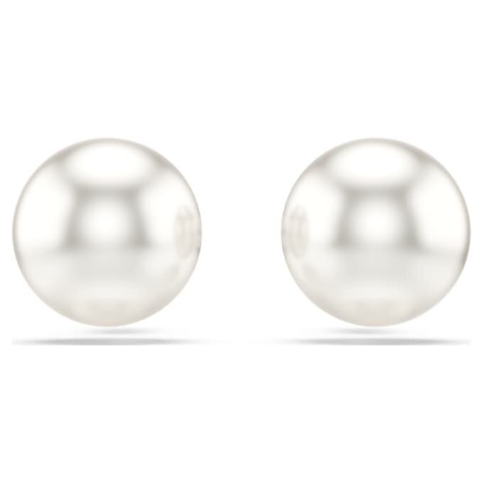 Cercei Matrix cu perle de cristal, albi, placati cu rodiu Cercei Matrix cu perle de cristal, albi, placati cu rodiu