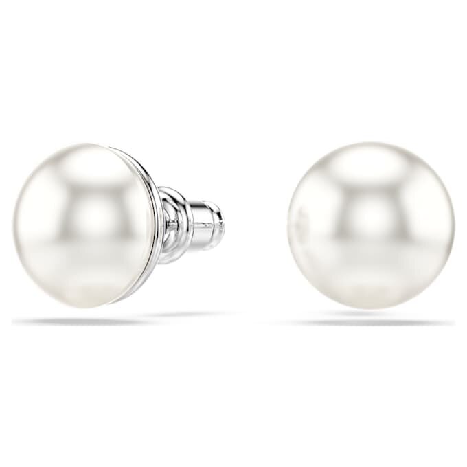 Cercei Matrix cu perle de cristal, albi, placati cu rodiu Cercei Matrix cu perle de cristal, albi, placati cu rodiu