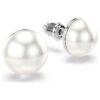 Cercei Matrix cu perle de cristal, albi, placati cu rodiu Cercei Matrix cu perle de cristal, albi, placati cu rodiu