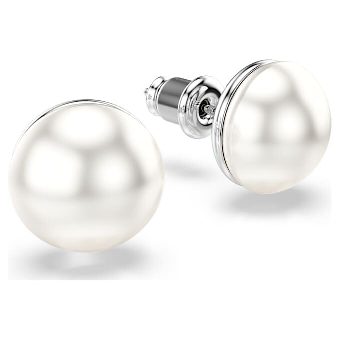 Cercei Matrix cu perle de cristal, albi, placati cu rodiu Cercei Matrix cu perle de cristal, albi, placati cu rodiu