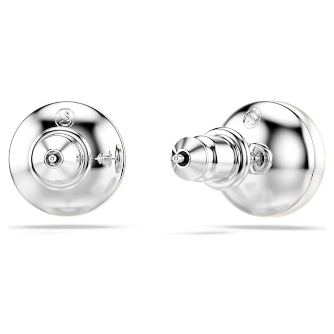 Cercei Matrix cu perle de cristal, albi, placati cu rodiu Cercei Matrix cu perle de cristal, albi, placati cu rodiu