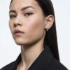 Cercei Matrix Hoop albi, placati cu rodiu Cercei Matrix Hoop albi, placati cu rodiu