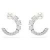 Cercei Matrix Hoop cu perle de cristal, tăietură rotundă, albi, placati cu rodiu Cercei Matrix Hoop cu perle de cristal, tăietură rotundă, albi, placati cu rodiu