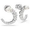 Cercei Matrix Hoop cu perle de cristal, tăietură rotundă, albi, placati cu rodiu Cercei Matrix Hoop cu perle de cristal, tăietură rotundă, albi, placati cu rodiu