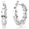 Cercei Matrix Hoop cu perle de cristal, tăietură rotundă, albi, placati cu rodiu Cercei Matrix Hoop cu perle de cristal, tăietură rotundă, albi, placati cu rodiu
