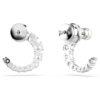 Cercei Matrix Hoop cu perle de cristal, tăietură rotundă, albi, placati cu rodiu Cercei Matrix Hoop cu perle de cristal, tăietură rotundă, albi, placati cu rodiu