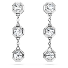 Cercei octogonali cu diamante create în laborator, 0,6 carate în total, formă rotundă, argint sterling