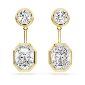 Cercei octogonali cu diamante create în laborator, 7,70 Ct în total, forme mixte, aur galben de 18K