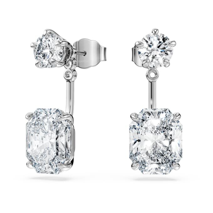 Cercei octogonali cu diamante create în laborator, 9,65 Ct în total, forme mixte, aur alb de 18K Cercei octogonali cu diamante create în laborator, 9,65 Ct în total, forme mixte, aur alb de 18K
