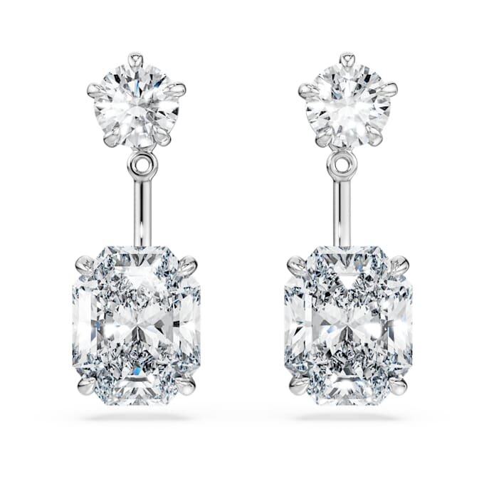 Cercei octogonali cu diamante create în laborator, 9,65 Ct în total, forme mixte, aur alb de 18K Cercei octogonali cu diamante create în laborator, 9,65 Ct în total, forme mixte, aur alb de 18K