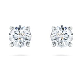 Cercei solitari Eternity cu diamante create în laborator, 1 Ct Tw, formă rotundă, aur alb de 14K