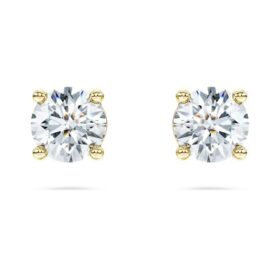Cercei solitari Eternity cu diamante create în laborator, 1 Ct Tw, formă rotundă, aur galben de 14K