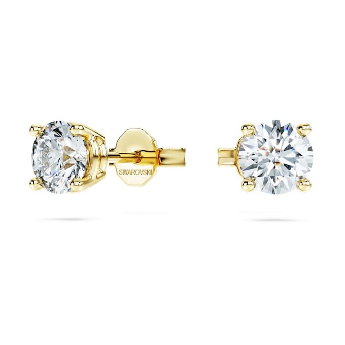 Cercei solitari Eternity cu diamante create în laborator, 1 Ct Tw, formă rotundă, aur galben de 14K Cercei solitari Eternity cu diamante create în laborator, 1 Ct Tw, formă rotundă, aur galben de 14K