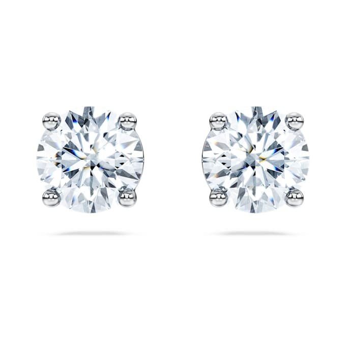 Cercei solitari Eternity cu diamante create în laborator, 2 carate în total, formă rotundă, aur alb de 14K Cercei solitari Eternity cu diamante create în laborator, 2 carate în total, formă rotundă, aur alb de 14K