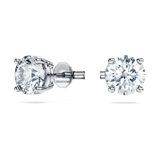 Cercei solitari Eternity cu diamante create în laborator, 2 carate în total, formă rotundă, aur alb de 14K Cercei solitari Eternity cu diamante create în laborator, 2 carate în total, formă rotundă, aur alb de 14K