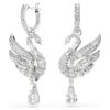 Cercei Swan Swan, Alb, placat cu rodiu