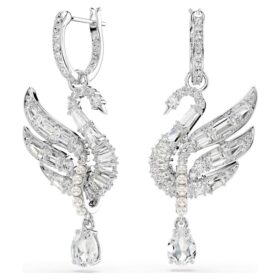 Cercei Swan Swan, Alb, placat cu rodiu Cercei Swan Swan, Alb, placat cu rodiu