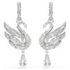 Cercei Swan Swan, Alb, placat cu rodiu