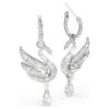 Cercei Swan Swan, Alb, placat cu rodiu