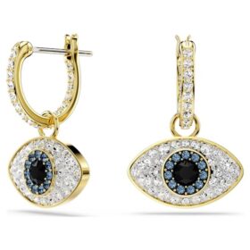 Cercei Symbolica cu picătură „Ochiul rău”, albastru, placat cu aur Cercei Symbolica cu picătură „Ochiul rău”, albastru, placat cu aur