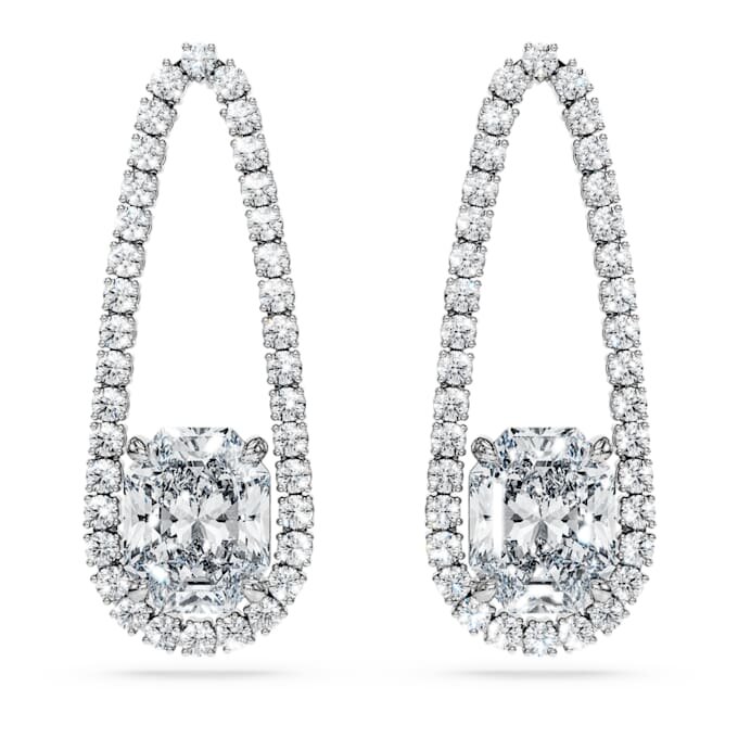 Cercei „Tennis” octogonali cu diamante create în laborator, 7,95 Ct în total, forme mixte, aur alb de 18K Cercei „Tennis” octogonali cu diamante create în laborator, 7,95 Ct în total, forme mixte, aur alb de 18K