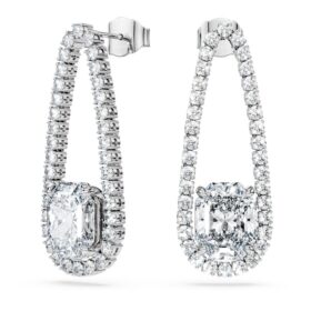 Cercei „Tennis” octogonali cu diamante create în laborator, 7,95 Ct în total, forme mixte, aur alb de 18K