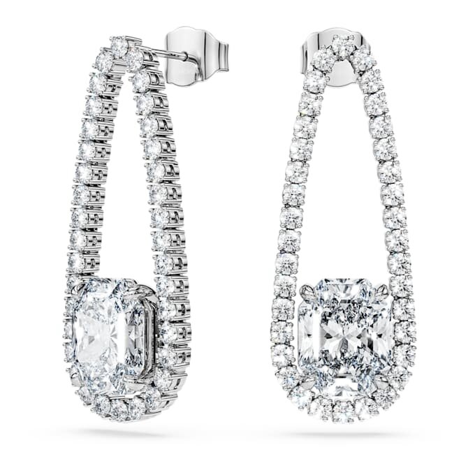 Cercei „Tennis” octogonali cu diamante create în laborator, 7,95 Ct în total, forme mixte, aur alb de 18K Cercei „Tennis” octogonali cu diamante create în laborator, 7,95 Ct în total, forme mixte, aur alb de 18K