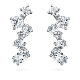 Cercei tip manșetă Galaxy cu diamante create în laborator, 1,25 carate în total, forme mixte, aur alb de 14K Cercei tip manșetă Galaxy cu diamante create în laborator, 1,25 carate în total, forme mixte, aur alb de 14K