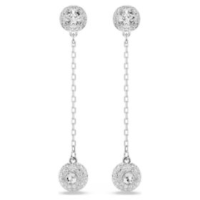 Cercei Una Angelic Drop cu tăietură rotundă, albi, placati cu rodiu Cercei Una Angelic Drop cu tăietură rotundă, albi, placati cu rodiu