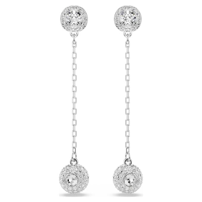 Cercei Una Angelic Drop cu tăietură rotundă, albi, placati cu rodiu Cercei Una Angelic Drop cu tăietură rotundă, albi, placati cu rodiu