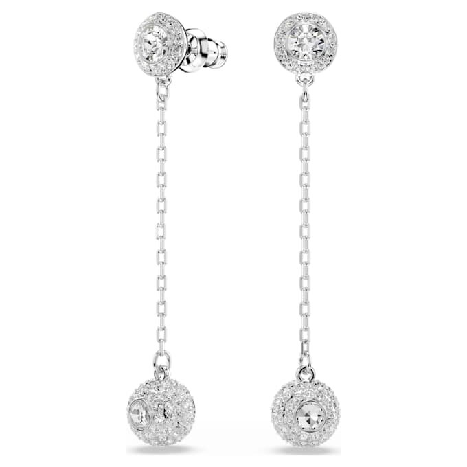 Cercei Una Angelic Drop cu tăietură rotundă, albi, placati cu rodiu Cercei Una Angelic Drop cu tăietură rotundă, albi, placati cu rodiu