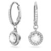 Cercei Una Angelic Drop, tăietură rotundă, pavé, albi, placare cu rodiu Cercei Una Angelic Drop, tăietură rotundă, pavé, albi, placare cu rodiu