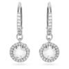 Cercei Una Angelic Drop, tăietură rotundă, pavé, albi, placare cu rodiu Cercei Una Angelic Drop, tăietură rotundă, pavé, albi, placare cu rodiu