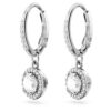 Cercei Una Angelic Drop, tăietură rotundă, pavé, albi, placare cu rodiu Cercei Una Angelic Drop, tăietură rotundă, pavé, albi, placare cu rodiu