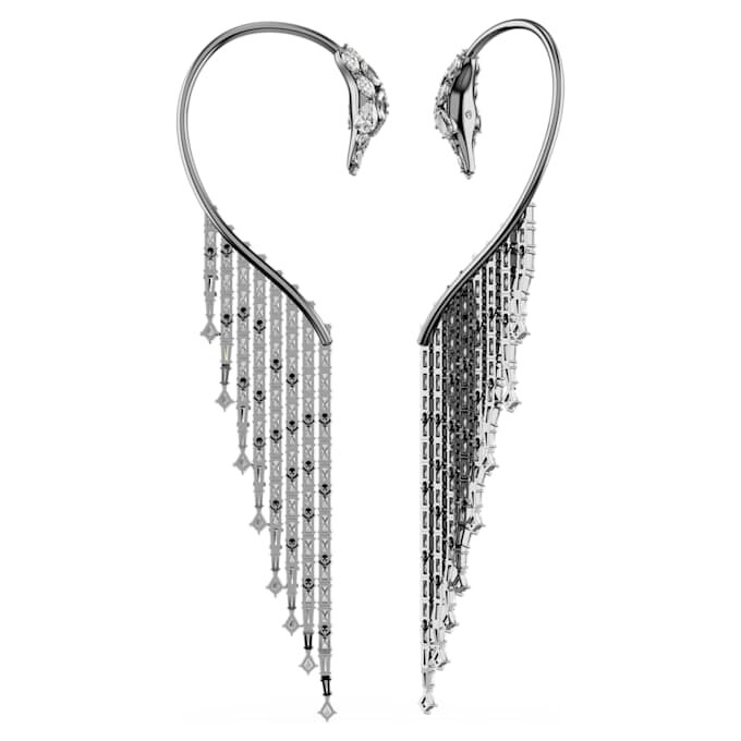 Colecția Vienna – Cercei tip cuff „Swan”, albi, placati cu ruteniu Colecția Vienna – Cercei tip cuff „Swan”, albi, placati cu ruteniu