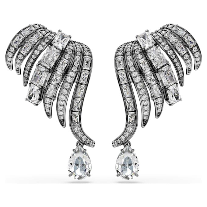 Colecția Vienna – Cercei tip „ear cuff” cu pene, albi, placati cu ruteniu Colecția Vienna – Cercei tip „ear cuff” cu pene, albi, placati cu ruteniu