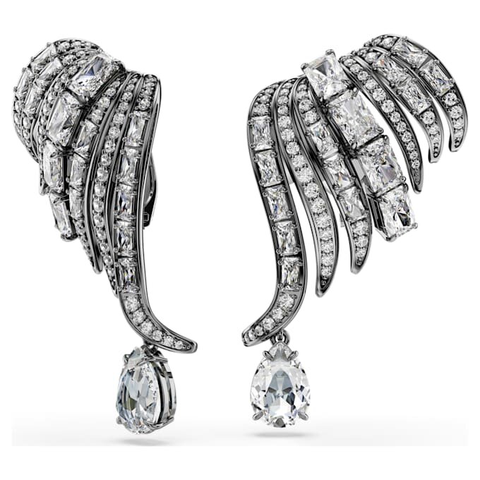 Colecția Vienna – Cercei tip „ear cuff” cu pene, albi, placati cu ruteniu Colecția Vienna – Cercei tip „ear cuff” cu pene, albi, placati cu ruteniu