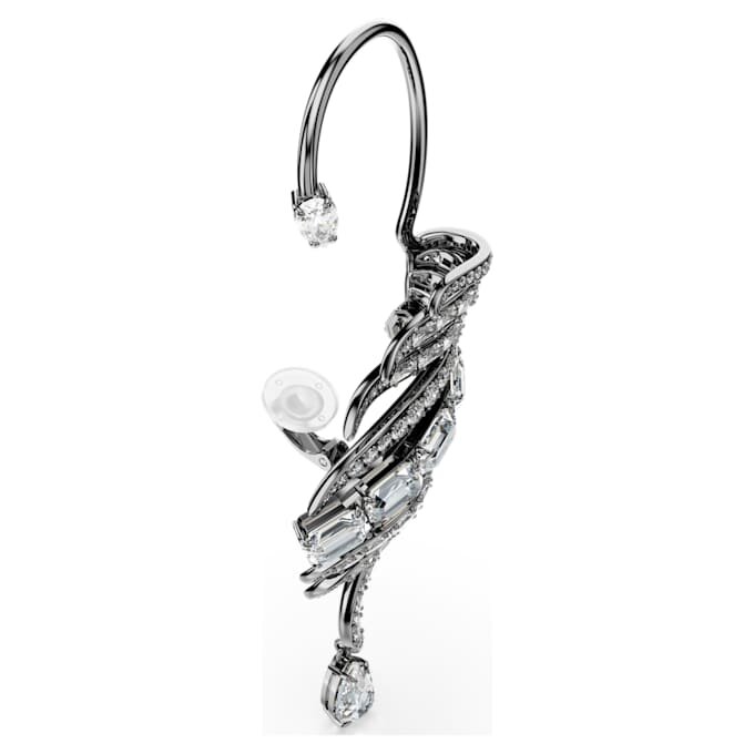 Colecția Vienna – Cercei tip „ear cuff” cu pene, mari, albi, placati cu ruteniu Colecția Vienna – Cercei tip „ear cuff” cu pene, mari, albi, placati cu ruteniu