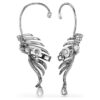 Colecția Vienna – Cercei tip „ear cuff” cu pene, mari, albi, placati cu ruteniu Colecția Vienna – Cercei tip „ear cuff” cu pene, mari, albi, placati cu ruteniu