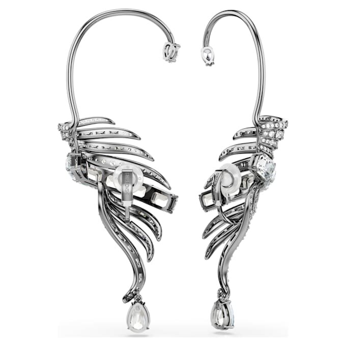 Colecția Vienna – Cercei tip „ear cuff” cu pene, mari, albi, placati cu ruteniu Colecția Vienna – Cercei tip „ear cuff” cu pene, mari, albi, placati cu ruteniu