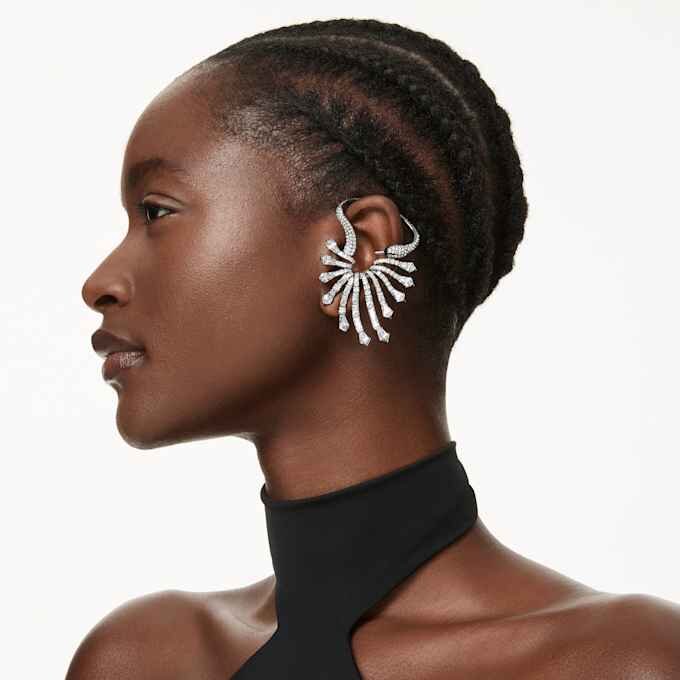 Colecția Vienna – Cercei tip „ear cuff” în formă de lebădă, albi, placati cu ruteniu Colecția Vienna – Cercei tip „ear cuff” în formă de lebădă, albi, placati cu ruteniu