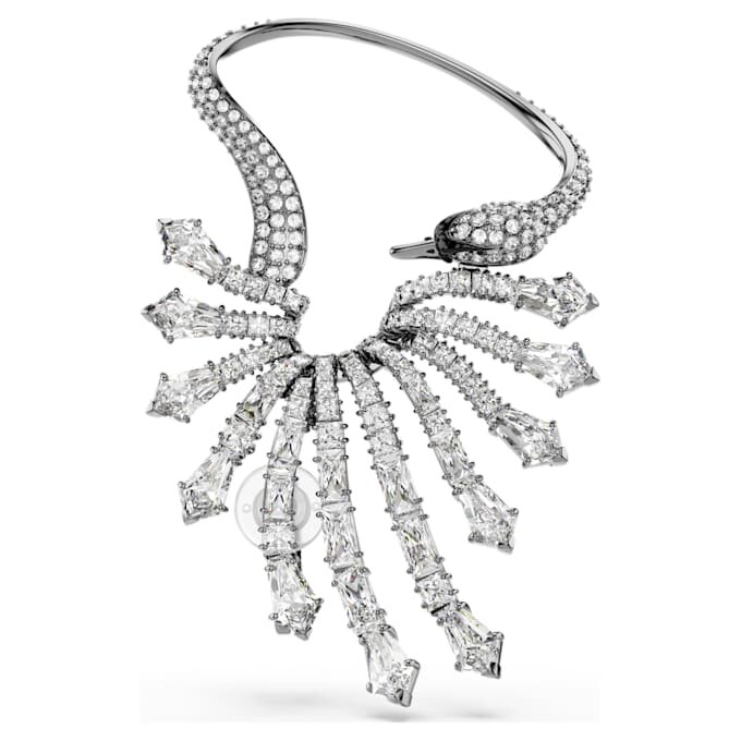 Colecția Vienna – Cercei tip „ear cuff” în formă de lebădă, albi, placati cu ruteniu Colecția Vienna – Cercei tip „ear cuff” în formă de lebădă, albi, placati cu ruteniu