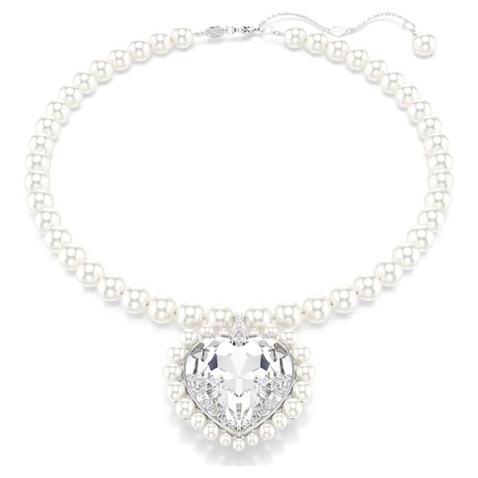 Colier Ariana Grande X Swarovski cu perle de cristal, tăietură în formă de inimă, inimă, alb, placat cu rodiu Colier Ariana Grande X Swarovski cu perle de cristal, tăietură în formă de inimă, inimă, alb, placat cu rodiu