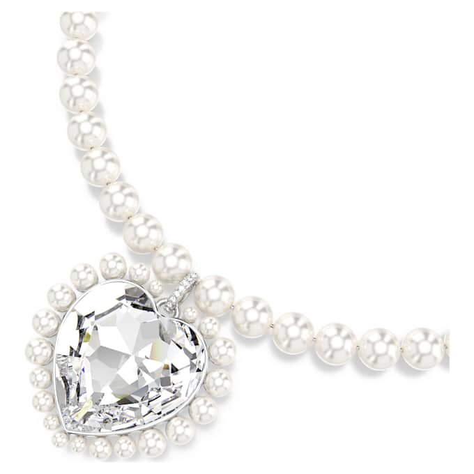 Colier Ariana Grande X Swarovski cu perle de cristal, tăietură în formă de inimă, inimă, alb, placat cu rodiu Colier Ariana Grande X Swarovski cu perle de cristal, tăietură în formă de inimă, inimă, alb, placat cu rodiu