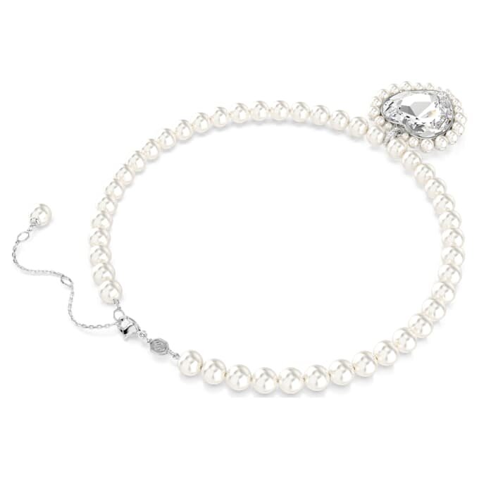 Colier Ariana Grande X Swarovski cu perle de cristal, tăietură în formă de inimă, inimă, alb, placat cu rodiu Colier Ariana Grande X Swarovski cu perle de cristal, tăietură în formă de inimă, inimă, alb, placat cu rodiu