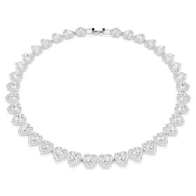 Colier Ariana Grande X Swarovski cu tăieturi mixte, inimă, alb, placat cu rodiu