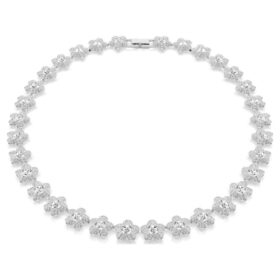 Colier Ariana Grande X Swarovski, tăietură rotundă, flori, alb, placat cu rodiu