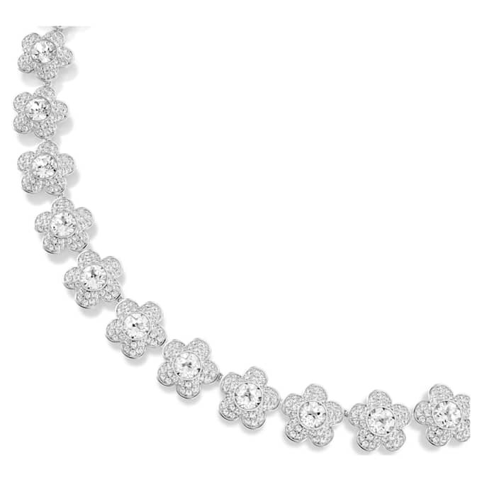 Colier Ariana Grande X Swarovski, tăietură rotundă, flori, alb, placat cu rodiu Colier Ariana Grande X Swarovski, tăietură rotundă, flori, alb, placat cu rodiu