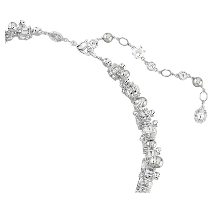 Colier Constella cu perle de cristal, tăietură rotundă, alb, placat cu rodiu Colier Constella cu perle de cristal, tăietură rotundă, alb, placat cu rodiu